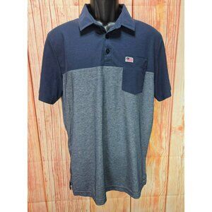 Travis Mathew Mens Navy & Gray Pima Cotton Blend Polo Shirt Size Medium